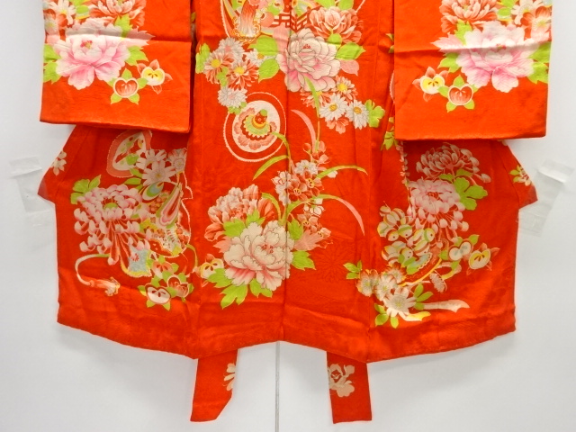 アンティーク 紋錦紗 宝船に菊模様五つ紋着物